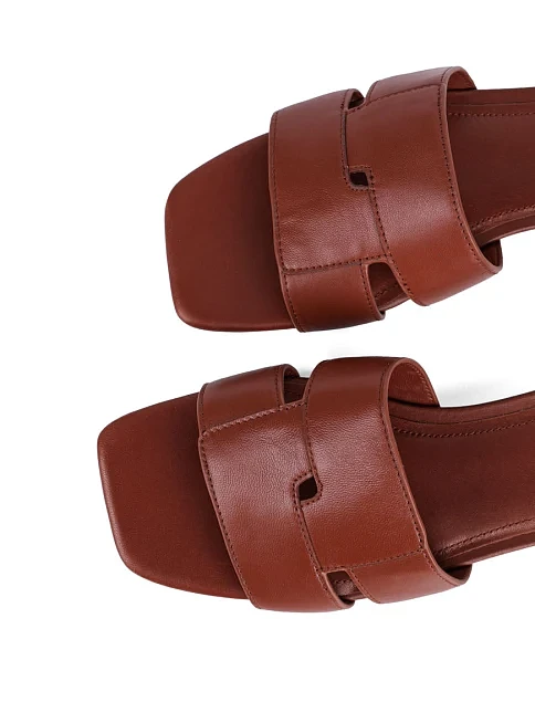 Женские шлепанцы MIRATON кожаные коричневые - фото 6 - Miraton