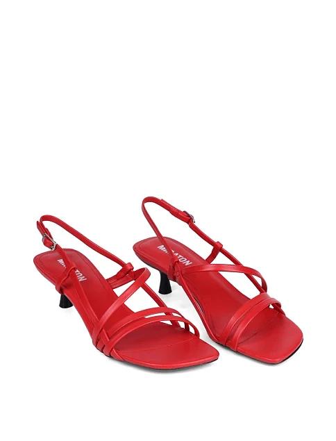 Женские босоножки MIRATON кожаные красные - фото 4 - Miraton