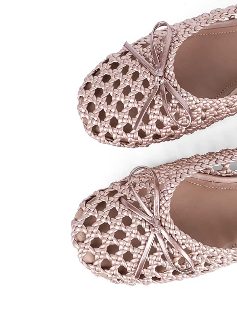 Женские балетки MIRATON кожаные розовые - фото 5 - Miraton