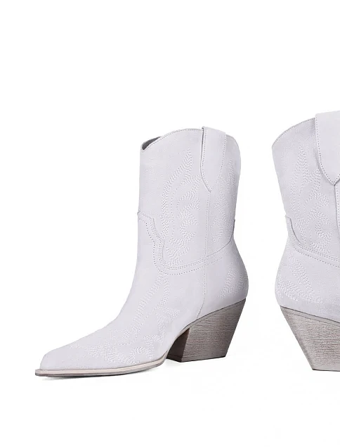 Женские ботинки MIRATON кожаные серебряного цвета - фото 2 - Miraton