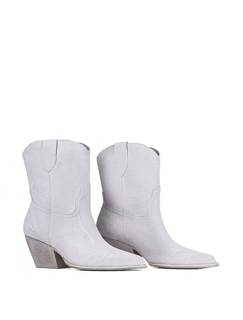 Женские ботинки MIRATON кожаные серебряного цвета - фото 3 - Miraton