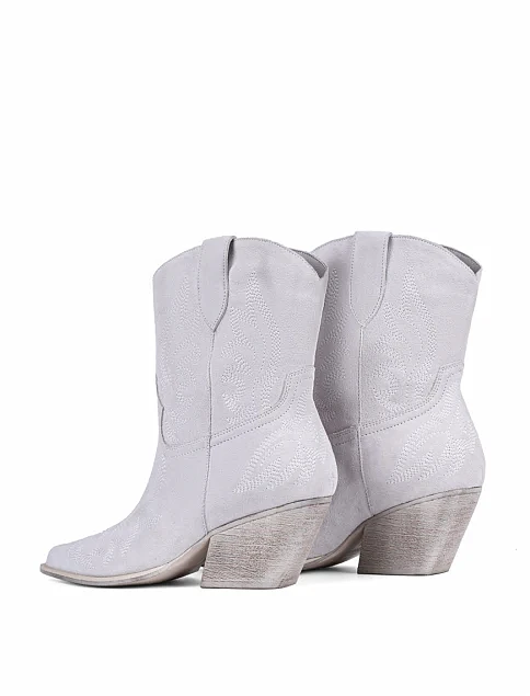 Женские ботинки MIRATON кожаные серебряного цвета - фото 4 - Miraton