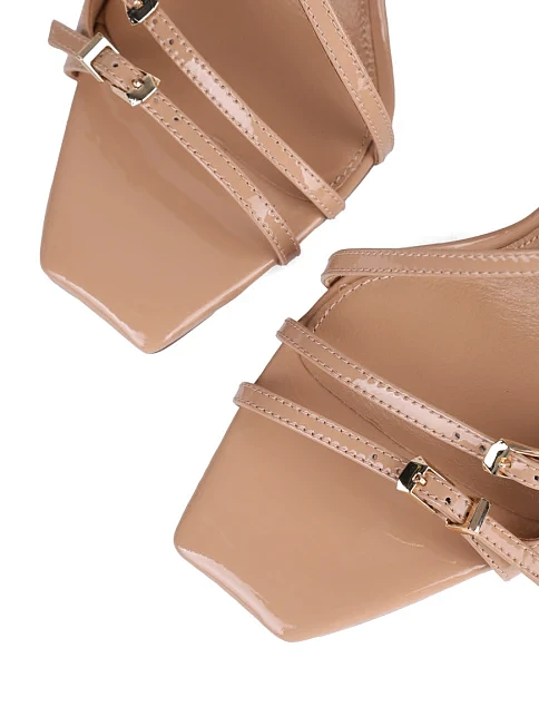 Женские босоножки MIRATON лаковые бежевые - фото 6 - Miraton