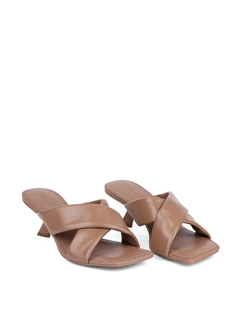 Женские сабо MIRATON кожаные бежевые - фото 3 - Miraton