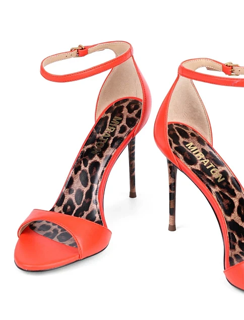 Женские босоножки MIRATON кожаные красные - фото 2 - Miraton