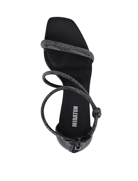 Женские босоножки MIRATON кожаные черные - фото 5 - Miraton