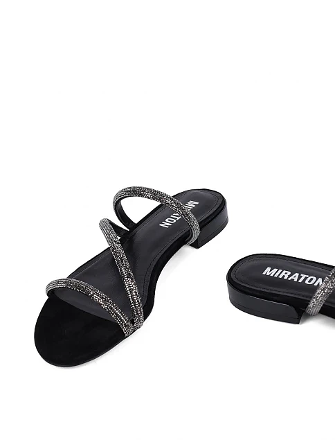 Женские шлепанцы MIRATON велюровые черные - фото 3 - Miraton