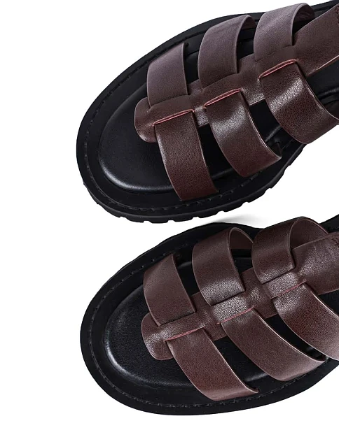 Женские сандалии MIRATON кожаные коричневые - фото 6 - Miraton