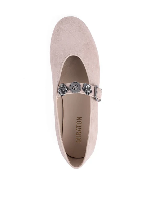 Женские балетки MIRATON велюровые бежевые - фото 5 - Miraton