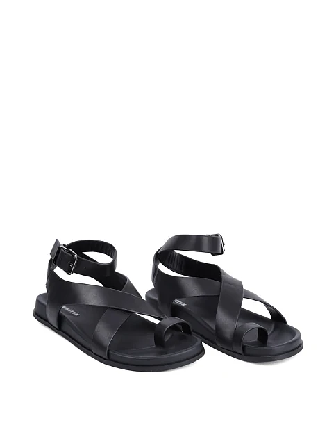 Женские сандалии MIRATON кожаные черные - фото 3 - Miraton