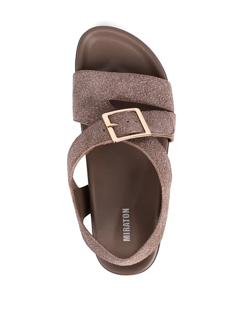 Женские сандалии MIRATON велюровые бежевые - фото 5 - Miraton