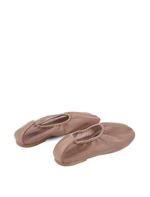 Женские балетки MIRATON из сетки бежевые - фото 3 - Miraton