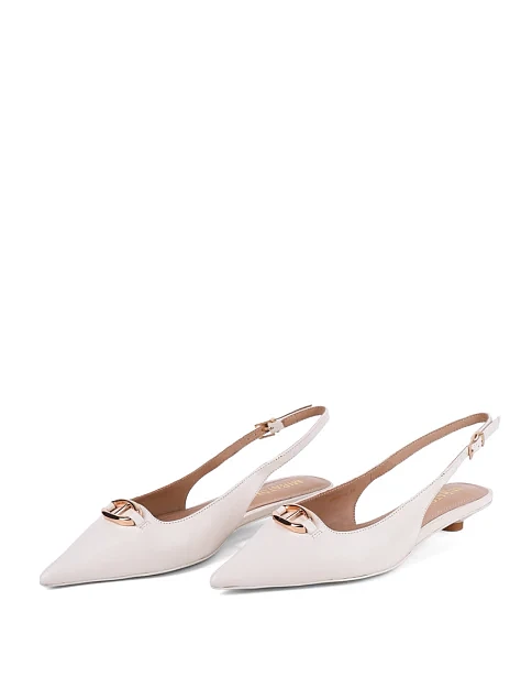 Женские балетки слингбеки MIRATON кожаные рисового цвета - фото 3 - Miraton