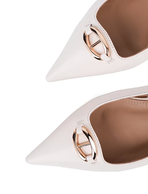 Женские балетки слингбеки MIRATON кожаные рисового цвета - фото 5 - Miraton