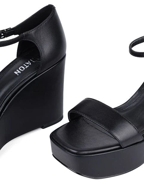 Женские босоножки MIRATON кожаные черные - фото 2 - Miraton