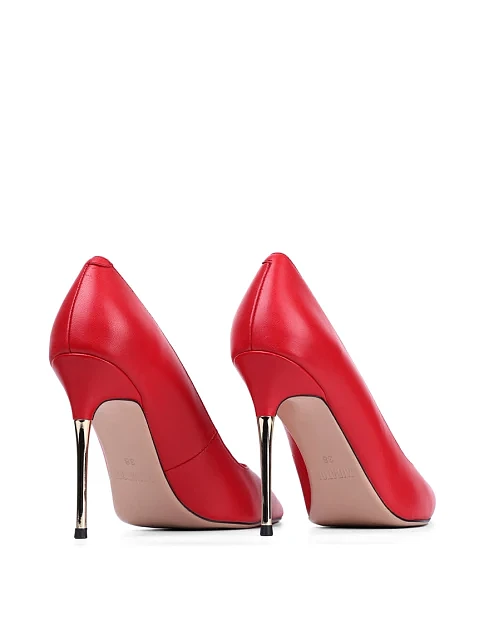 Женские туфли лодочки MIRATON кожаные красные - фото 4 - Miraton