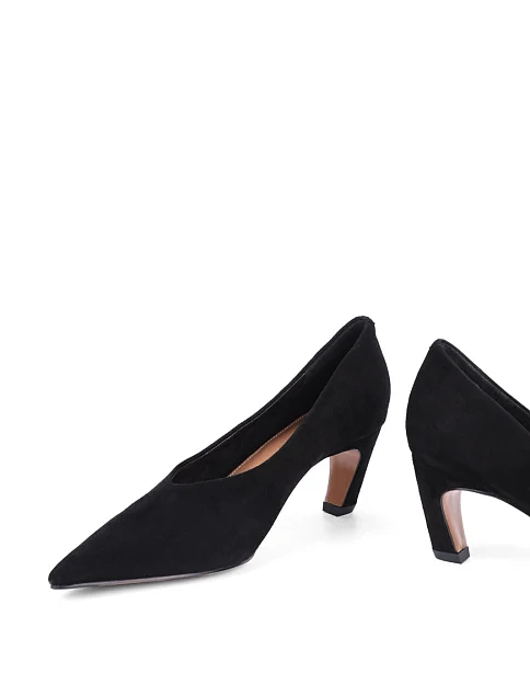 Женские туфли лодочки MIRATON велюровые черные - фото 2 - Miraton