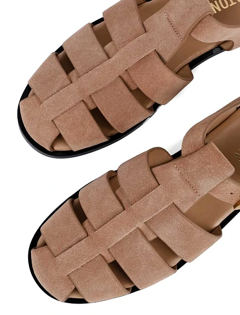 Женские сандалии MIRATON велюровые бежевые - фото 5 - Miraton