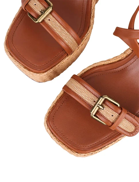 Женские босоножки MIRATON кожаные коричневые - фото 5 - Miraton