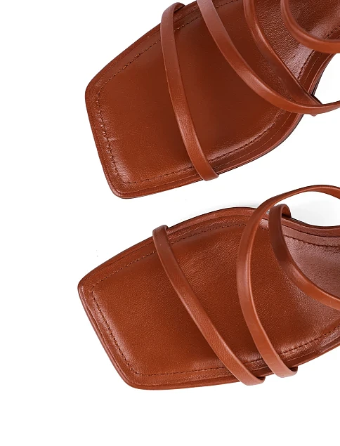 Женские босоножки MIRATON кожаные коричневые - фото 5 - Miraton