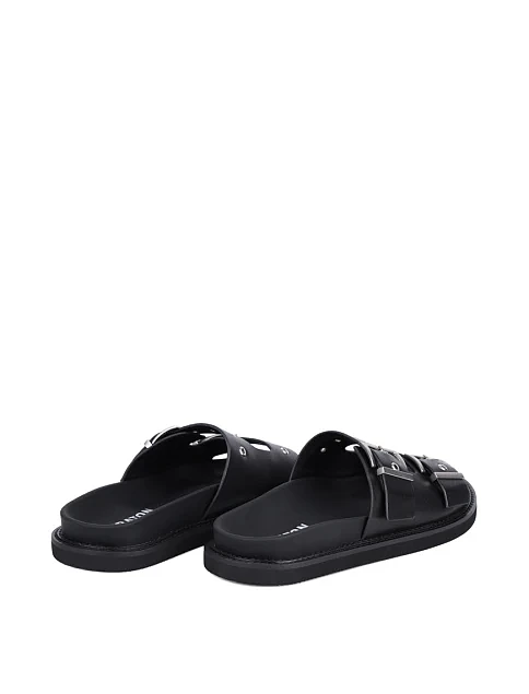 Женские шлепанцы MIRATON кожаные черные - фото 4 - Miraton