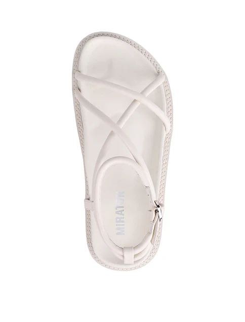 Жіночі сандалі MIRATON шкіряні рисового кольору - фото 2 - Miraton