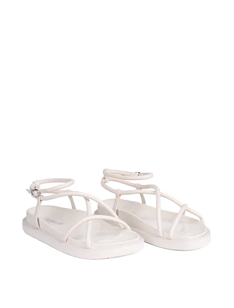 Жіночі сандалі MIRATON шкіряні рисового кольору - фото 3 - Miraton