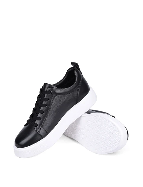 Женские кеды MIRATON кожаные черные - фото 2 - Miraton