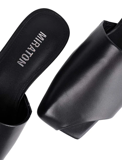 Женские шлепанцы MIRATON кожаные черные - фото 5 - Miraton