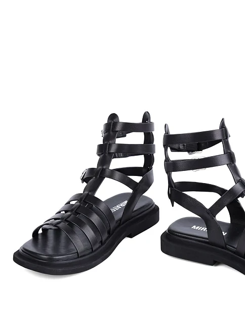 Женские сандалии MIRATON кожаные черные - фото 4 - Miraton