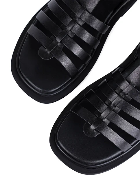 Женские сандалии MIRATON кожаные черные - фото 5 - Miraton