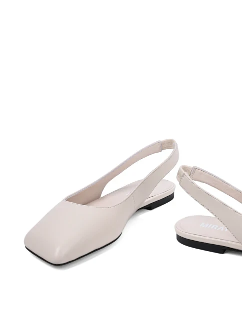 Женские балетки MIRATON кожаные рисового цвета - фото 3 - Miraton