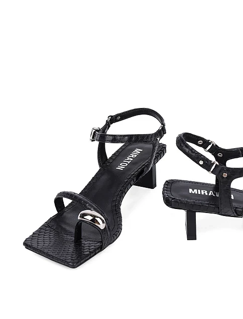 Женские босоножки MIRATON кожаные черные - фото 2 - Miraton