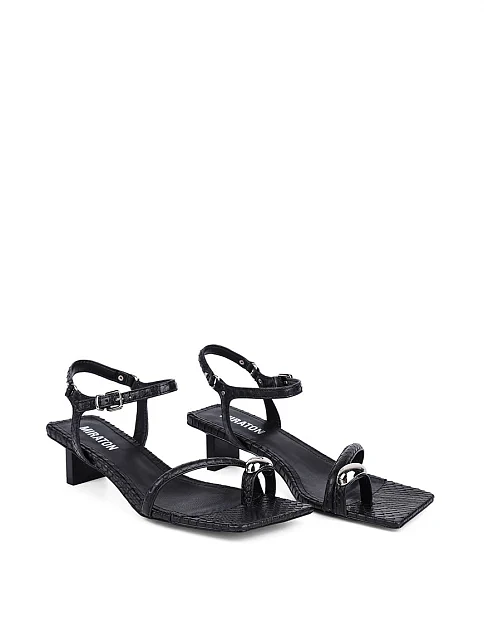 Женские босоножки MIRATON кожаные черные - фото 3 - Miraton