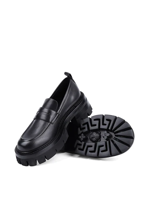 Женские туфли лоферы MIRATON кожаные черные - фото 2 - Miraton