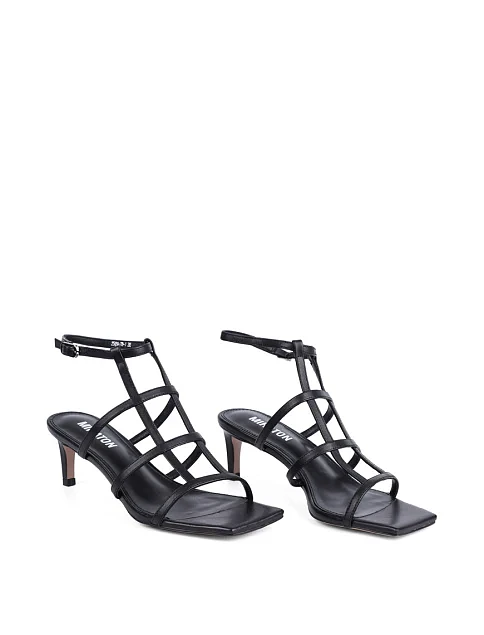 Женские босоножки MIRATON кожаные черные - фото 4 - Miraton