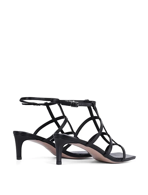 Женские босоножки MIRATON кожаные черные - фото 5 - Miraton