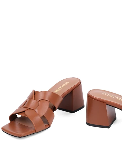 Женские сабо Attizzare кожаные коричневые - фото 2 - Miraton