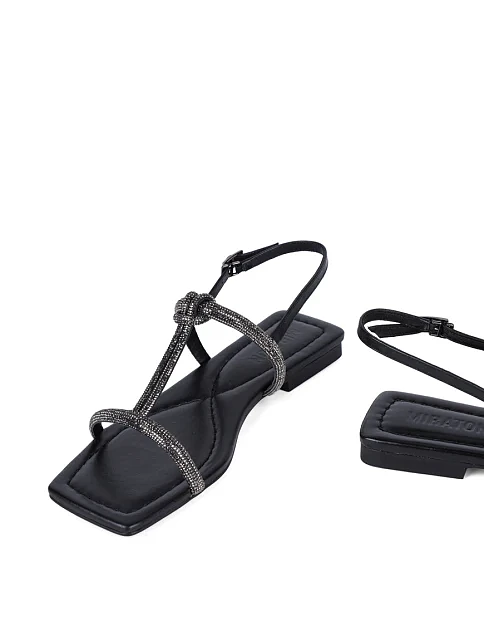 Женские сандалии MIRATON кожаные черные - фото 3 - Miraton