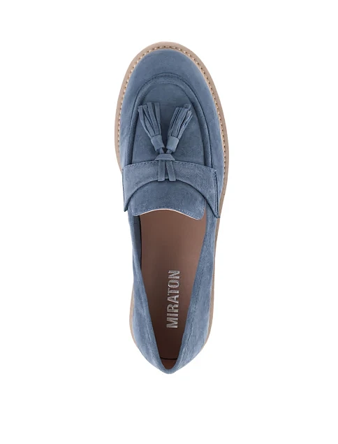Женские туфли лоферы MIRATON велюровые синие - фото 2 - Miraton