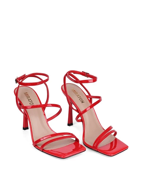 Женские босоножки MIRATON лаковые красные - фото 4 - Miraton