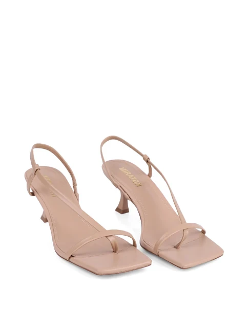 Женские босоножки MIRATON кожаные бежевые - фото 3 - Miraton