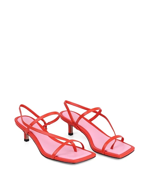 Женские босоножки MIRATON кожаные оранжевые - фото 4 - Miraton