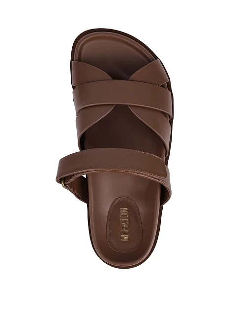 Женские шлепанцы MIRATON кожаные коричневые - фото 6 - Miraton