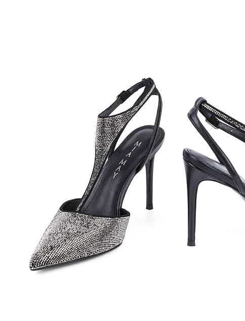 Женские туфли слингбеки MiaMay кожаные черные - фото 2 - Miraton