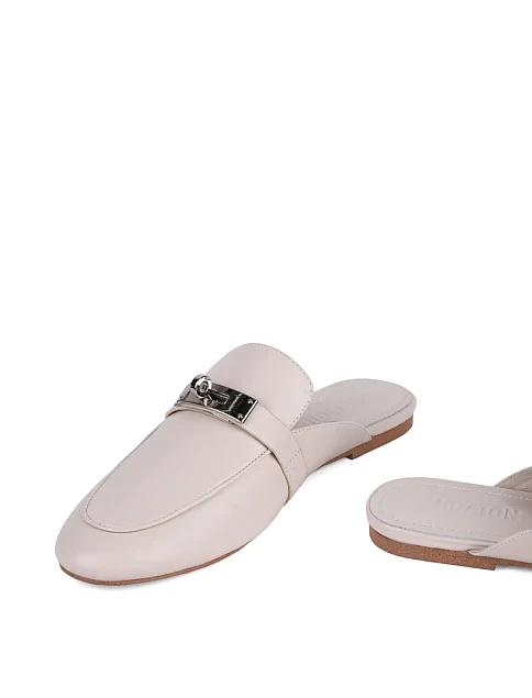 Жіночі сліпери MIRATON шкіряні рисового кольору - фото 3 - Miraton