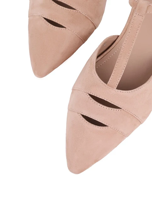 Женские балетки MIRATON велюровые бежевые - фото 5 - Miraton