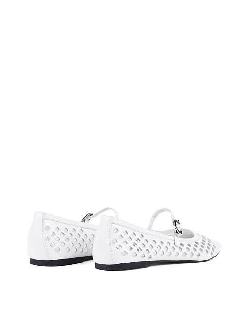 Женские балетки MIRATON кожаные белые - фото 4 - Miraton