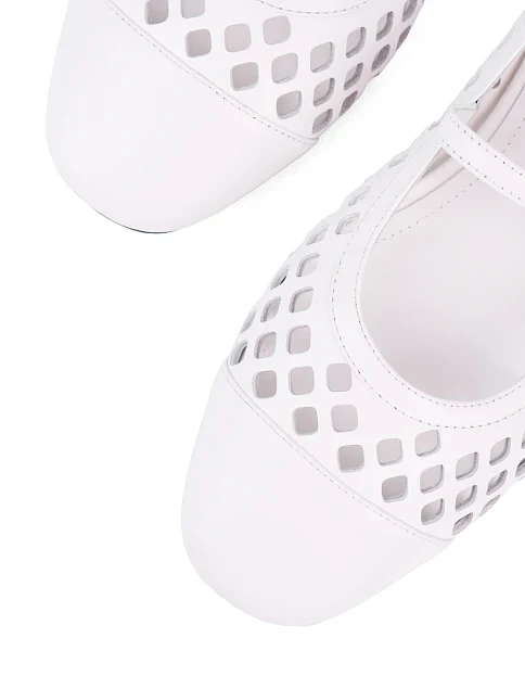 Женские балетки MIRATON кожаные белые - фото 5 - Miraton