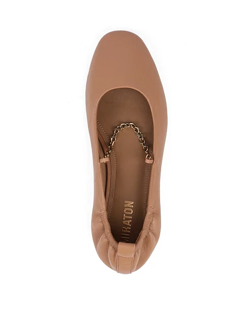 Женские балетки MIRATON кожаные бежевые - фото 5 - Miraton